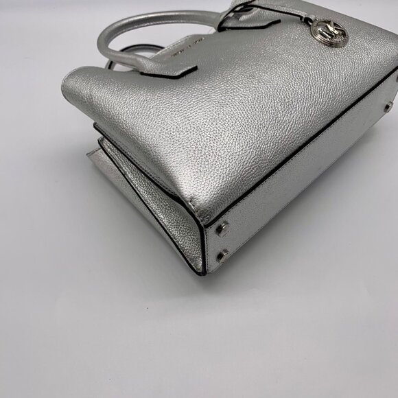 Michael Kors Silver Pebbled Leather Small Ruthie Satchel - Picture 6 of 10